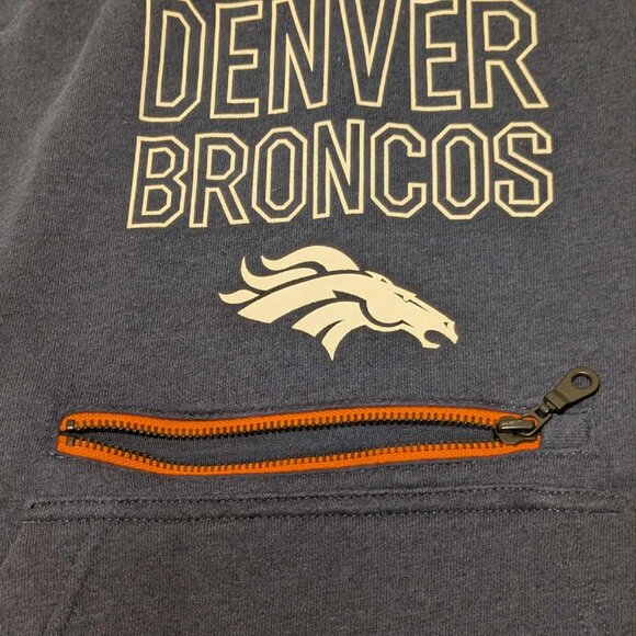 Nike Denver Broncos Sweat Shirt Mens Medium Blue w/ Orange Accents Cowl Neck - Picture 3 of 12